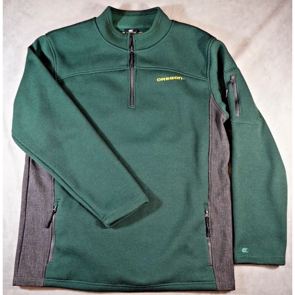 Oregon Ducks Colosseum Quarter Zip Green Pullover Men's XL Jacket Zip Pockets